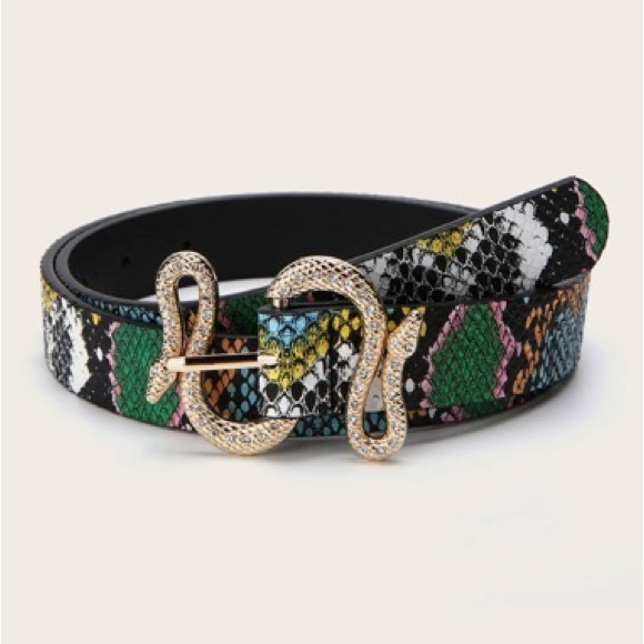 New! Colorful snake belt with snake buckle 39 inches - Picture 4 of 4